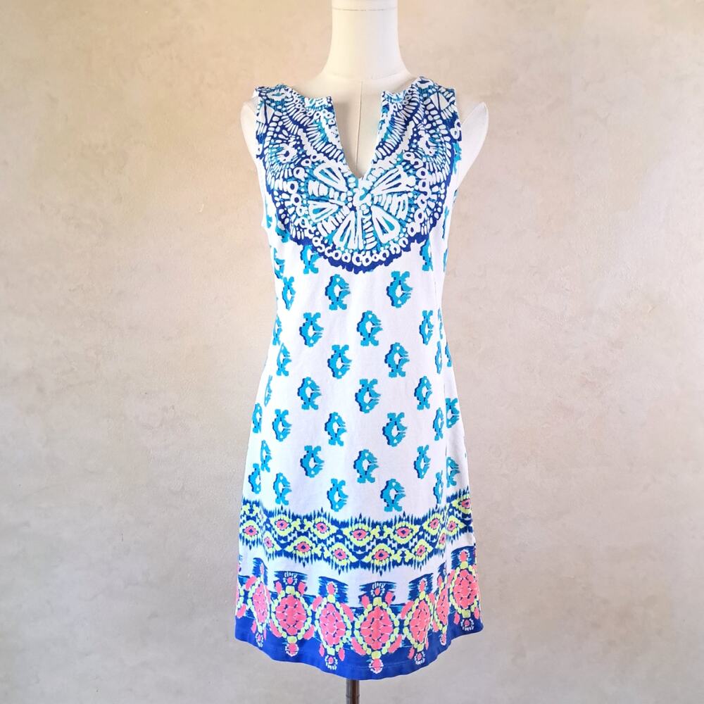 LILLY PULITZER Harper Shift Dress Size Small To The Sea Sleeveless French Terry - Picture 2 of 10